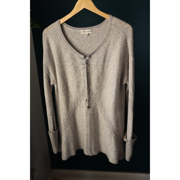 Knox Rose Boho Womens Gray Pullover Relaxed Long Sweater Casual L - Picture 1 of 15